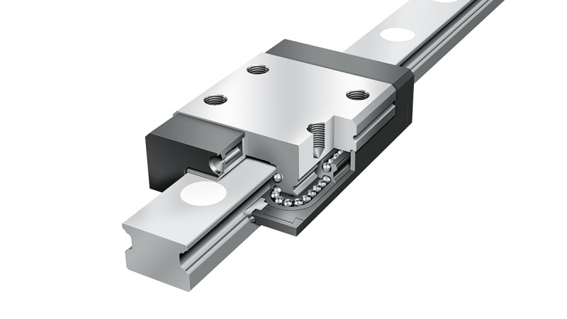 Guidages linéaires Schaeffler : Systèmes miniatures à recirculation à quatre rangées de billes
