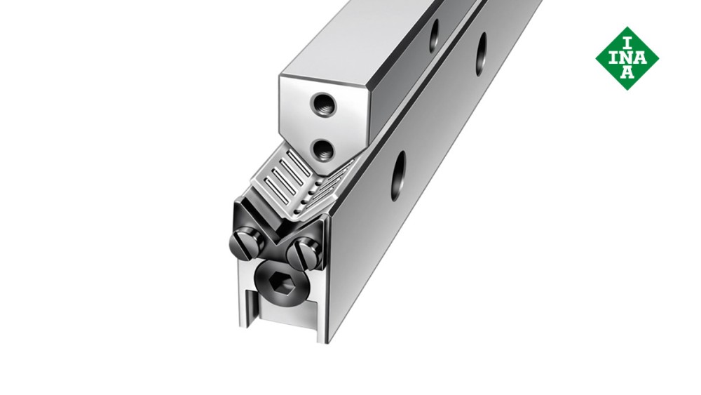 Guidages linéaires Schaeffler : Rails de guidage M/V avec cage en équerre